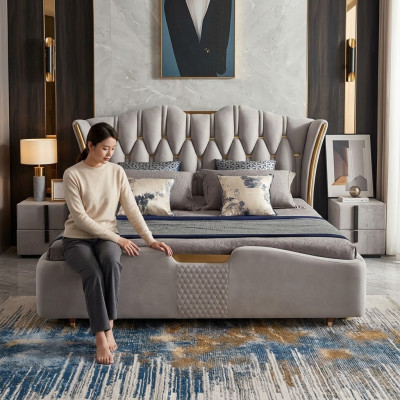 Lit Chesterfield - Conception de garniture de lit - Lits doubles de luxe d'hôtel - Nouveaux lits de luxe d'hôtel
