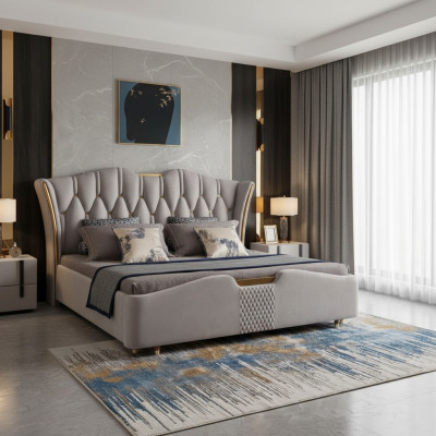 Lit Chesterfield - Conception de garniture de lit - Lits doubles de luxe d'hôtel - Nouveaux lits de luxe d'hôtel