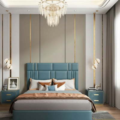 Ensemble de chambre à coucher Designer Luxury Group Suite nouveau Lit 2x Table de chevet 3 pièces.