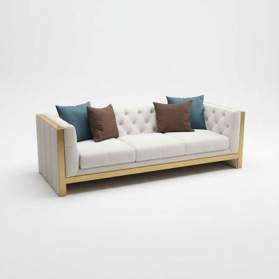 Ensemble de salon Canapé 3+1 place luxueux Blanc Canapés en cuir Design neuf