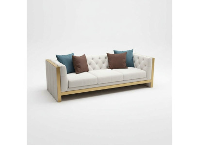 Ensemble de salon Canapé 3+1 place luxueux Blanc Canapés en cuir Design neuf