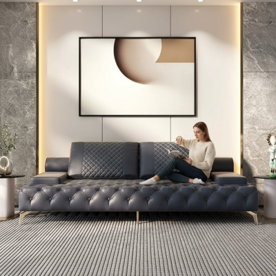 Canapé 3 places Mobilier Cuir Trois Canapés 3 places Style de salon 3 places Chesterfield