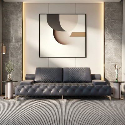 Canapé 3 places Mobilier Cuir Trois Canapés 3 places Style de salon 3 places Chesterfield