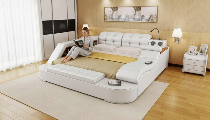 Chesterfield Double Luxury Design Bed 180x200 Multifunction sbett neuf