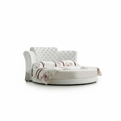 Lit rond Lits design ronds Lit en cuir double de luxe Cadre de chambre à coucher