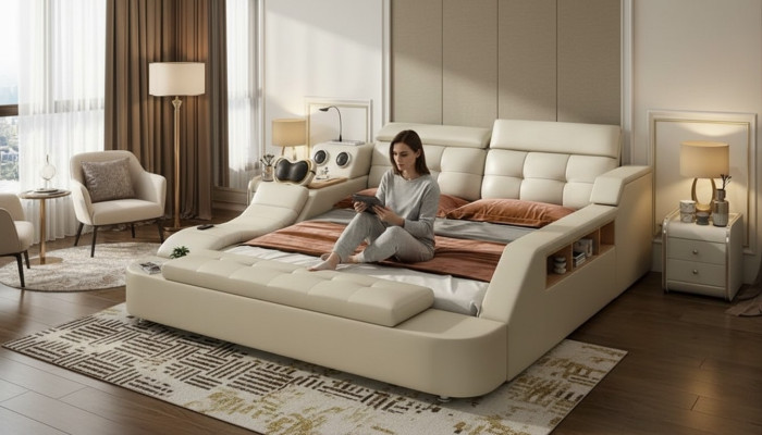Lit multifonction Lit double Lit moderne Cadre de lit 180x200cm nouveau