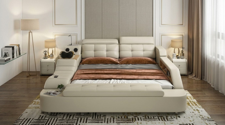 Lit multifonction Lit double Lit moderne Cadre de lit 180x200cm nouveau