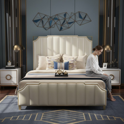 Conception de lit Lit double Lits de luxe Rembourrage de lit Meubles de chambre à coucher 180x200