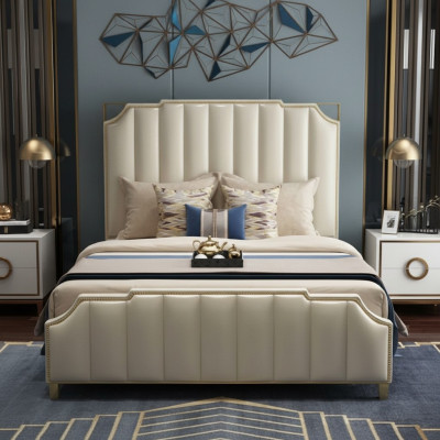 Conception de lit Lit double Lits de luxe Rembourrage de lit Meubles de chambre à coucher 180x200