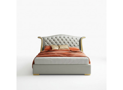 Lits en cuir de luxe 180x200 Chaise longue pour chambre à coucher Étagères Chesterfield
