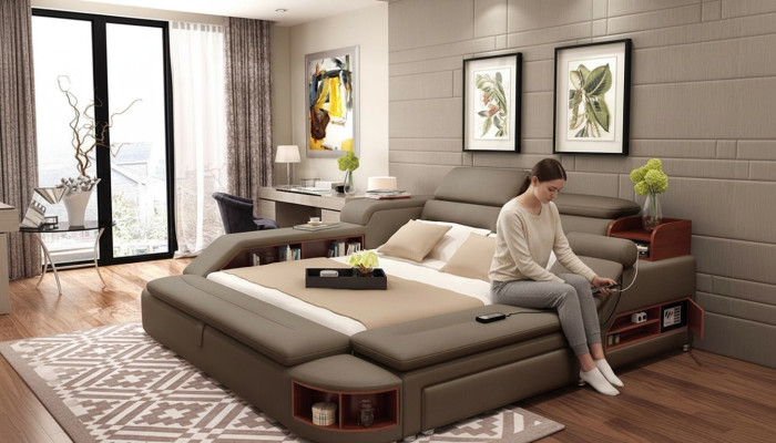Lit multifonction Lits doubles Lit moderne Cadre de lit Lits 180x200cm