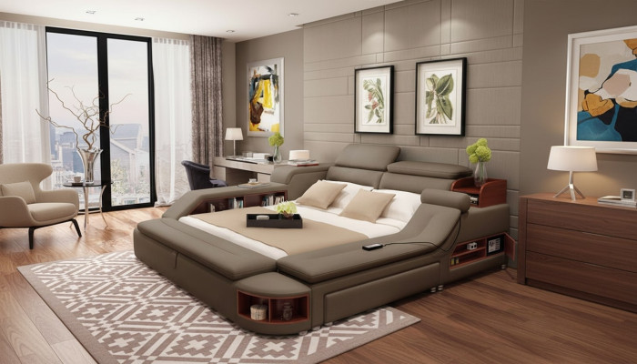 Lit multifonction Lits doubles Lit moderne Cadre de lit Lits 180x200cm