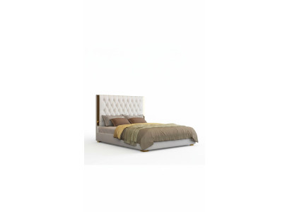 Lit double en cuir moderne, chambre avec un lit pour deux personnes.
