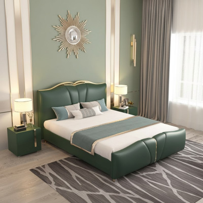 Lit double design Chambre à coucher Mobilier Ensemble de 3 pièces Lits Tables de chevet complètes