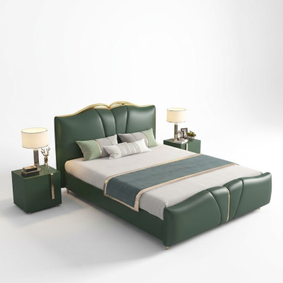 Lit double design Chambre à coucher Mobilier Ensemble de 3 pièces Lits Tables de chevet complètes