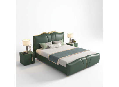 Lit double design Chambre à coucher Mobilier Ensemble de 3 pièces Lits Tables de chevet complètes