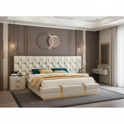Ensemble de chambre de luxe Complet Mobilier de chambre Lit Table de chevet Ameublement