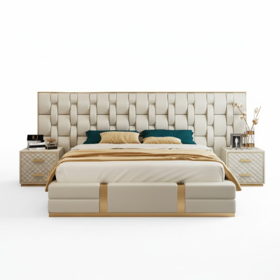 Ensemble de chambre de luxe Complet Mobilier de chambre Lit Table de chevet Ameublement