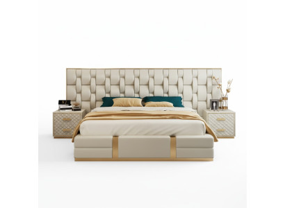 Ensemble de chambre de luxe Complet Mobilier de chambre Lit Table de chevet Ameublement