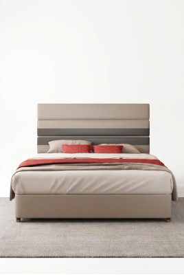 Lit design moderne de luxe avec rembourrage en tissu textile.