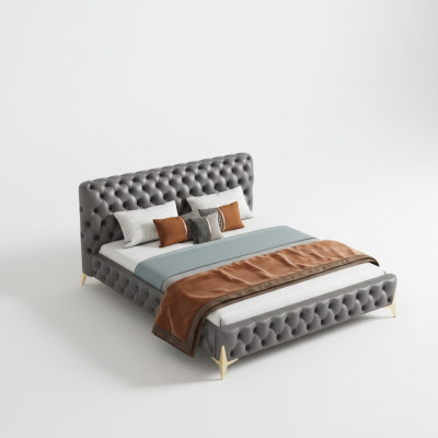Lit 2x Table de chevet 3 pcs Ensemble de chambre à coucher Design Moderne Ensemble de chambre à coucher de luxe