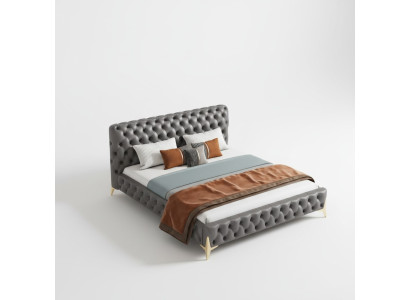 Lit 2x Table de chevet 3 pcs Ensemble de chambre à coucher Design Moderne Ensemble de chambre à coucher de luxe
