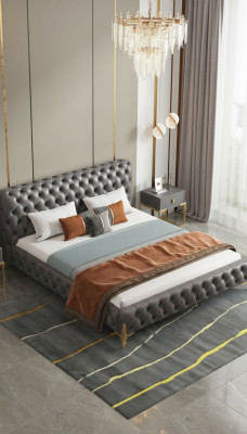 Lit Chesterfield Design d'ameublement Luxe Double Lits d'hôtel Lit d'hôtel de luxe nouveau