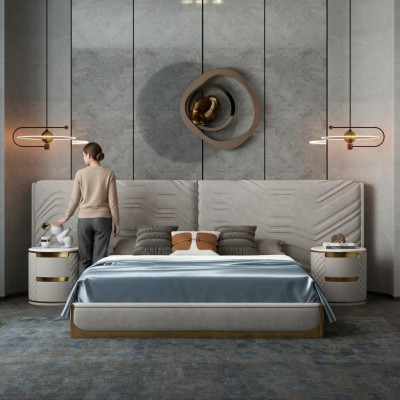 Conception de rembourrage de lit doubles de luxueux lits d'hôtel de luxe de lits d'hôtel de luxe de meubles