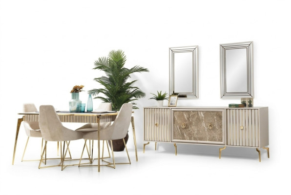 Stylische Esszimmer-Suite Luxus-Set Designer Esstisch mit 6 Stühlen