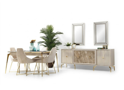 Stylische Esszimmer-Suite Luxus-Set Designer Esstisch mit 6 Stühlen