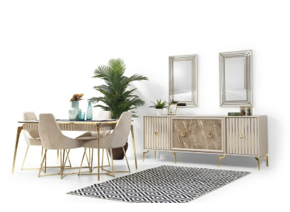 Ensemble salle à manger doré Suite de luxe Table à manger avec chaises Mobilier de designer