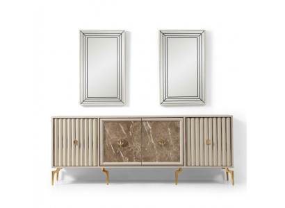 Buffet moderne avec 2 miroirs - Meubles luxueux de salon design en bois.