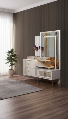Coiffeuse blanche Chambre Designer en bois Console avec miroir nouveau