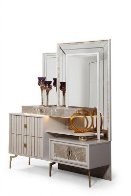 Coiffeuse blanche Chambre Designer en bois Console avec miroir nouveau