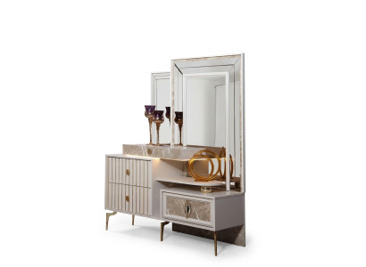 Coiffeuse blanche Chambre Designer en bois Console avec miroir nouveau