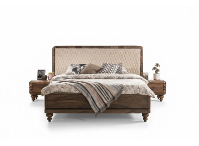 Mobilier de chambre à coucher Lit de designer de luxe 2x Tables de nuit Lit double 3 pièces