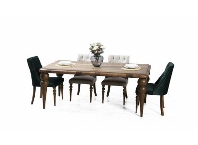 Ensemble de salle à manger classique en bois Table à manger 6 chaises rembourrées Ensemble de 7 pièces