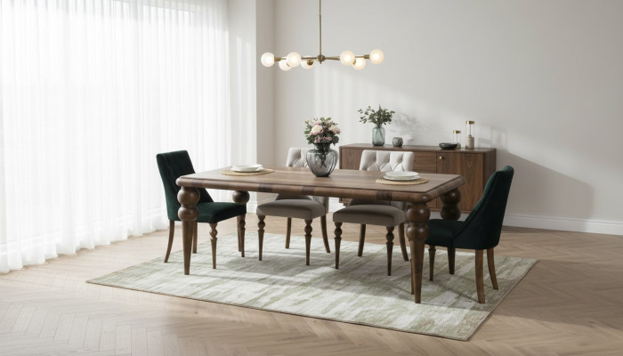 Salle à manger Mobilier Ensemble de luxe Table à manger 4x Chaises Design moderne Style bois