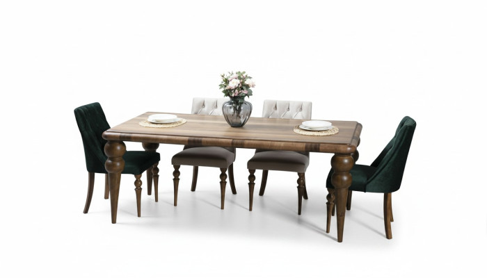 Salle à manger Mobilier Ensemble de luxe Table à manger 4x Chaises Design moderne Style bois