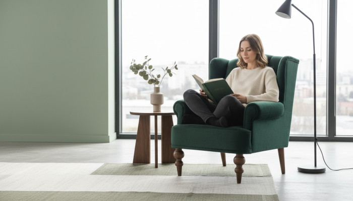 Classique Chesterfield Fauteuil Vert Wing Chair Tissu Fauteuil Une Place