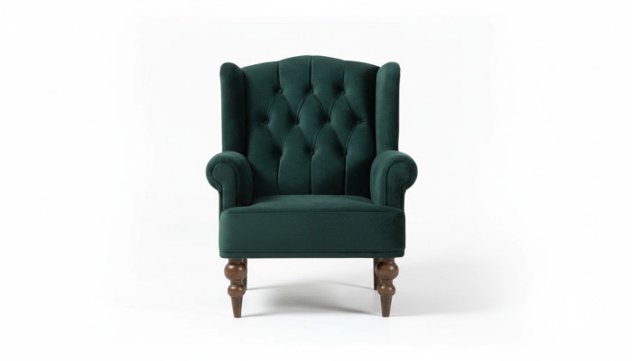 Classique Chesterfield Fauteuil Vert Wing Chair Tissu Fauteuil Une Place