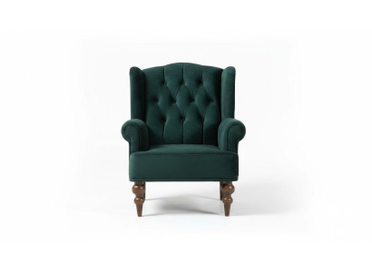 Classique Chesterfield Fauteuil Vert Wing Chair Tissu Fauteuil Une Place