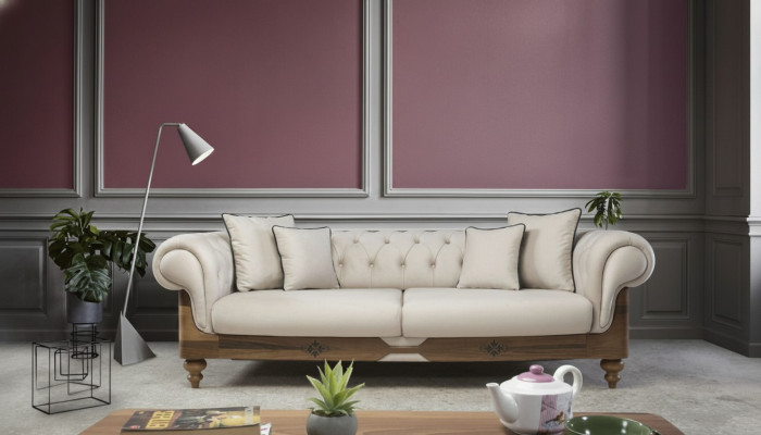 Canapé Chesterfield marron et blanc, design de salon, canapé, mobilier d'assise, neuf