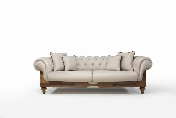 Canapé Chesterfield marron et blanc, design de salon, canapé, mobilier d'assise, neuf