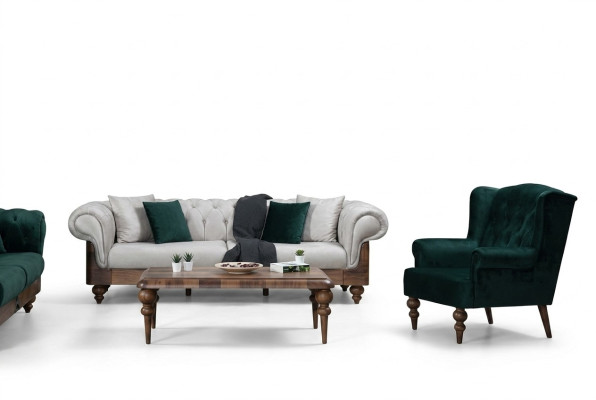 Ensemble de canapé classique 3 places + fauteuil Chesterfield Meubles design