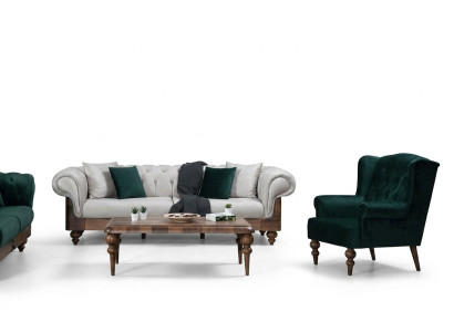 Ensemble de canapé classique 3 places + fauteuil Chesterfield Meubles design