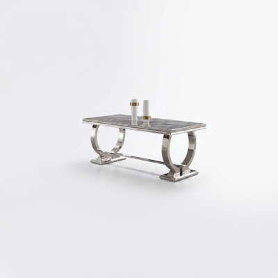 Table à manger de luxe, table colonne, table de salle à manger en argent 200x100