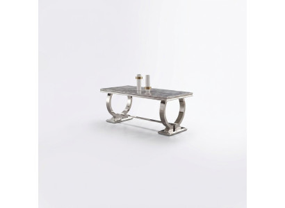 Table à manger de luxe, table colonne, table de salle à manger en argent 200x100