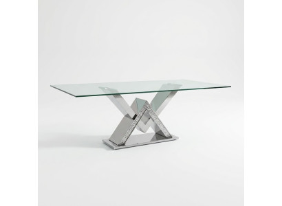 Table de salle à manger de luxe table colonne tables à manger en argent table à manger en verre de salle à manger table en verre