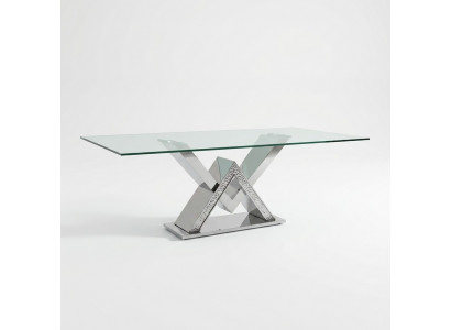 Table de salle à manger de luxe table colonne tables à manger en argent table à manger en verre de salle à manger table en verre